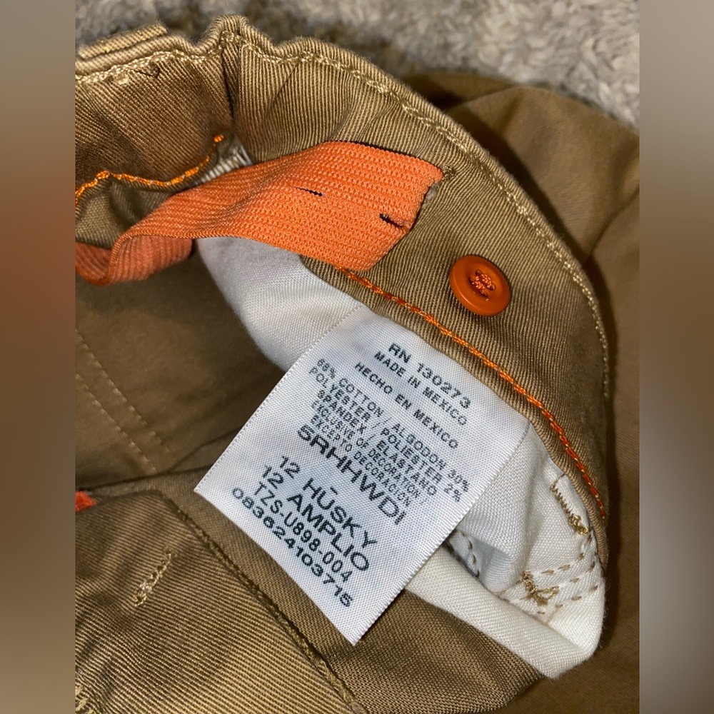 Boys Raw Hem Khaki Shorts- husky 12 - Picture 3 of 3